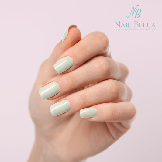 Pastel Green Nails | Green Gel Press on nails | Nails for Easter | Reusable Gel Nails | Durable Fake Nails | False Nails | Glue On Nails