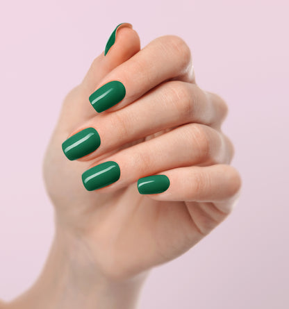 Rich Green Custom Handmade Press-On Nails | Complete Kit for Easy Application & Long-Lasting Wear