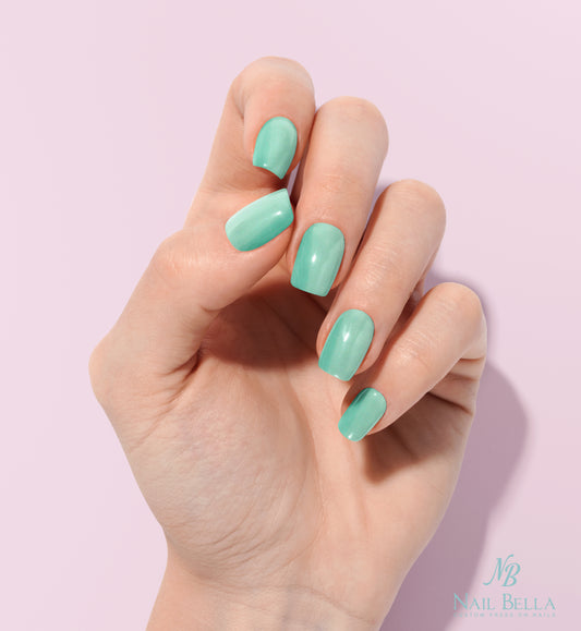 Mint Green Custom Handmade Press-On Nails | Complete Kit for Easy Application & Long-Lasting Wear