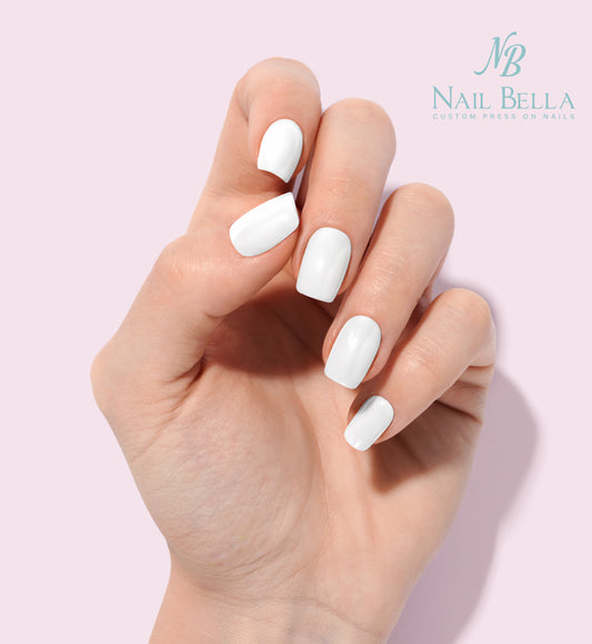 Pure White Custom Handmade Press-On Nails | Complete Kit for Easy Application & Long-Lasting Wear (Copy)