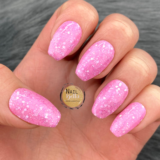 Pink Glitter Press on Nails | Fake Nails | False Nails | Glue On Nails | Gel Nails | REUSABLE Nails | Short Press on Nails