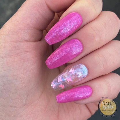 Pink Butterfly Press on nails | Thermal Nail Set | Color Changing Fake Nails | Handmade | Gel Polish