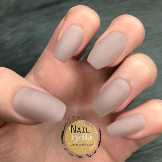 Beige Matte Short Coffin Press on Nails | Press On Nails | Fake Nails | False Nails | Glue On Nails | Short Press on Nail | Ready to Ship